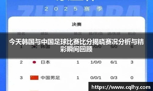 今天韩国与中国足球比赛比分揭晓赛况分析与精彩瞬间回顾